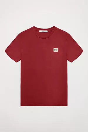 Camiseta rojo oscuro orgánica Neutrals con logo