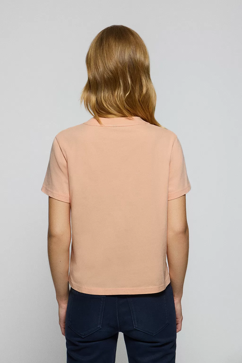 Camiseta Tori boxy fit color melocotón de acabado peach effect con logo Minimal Combo Polo Club