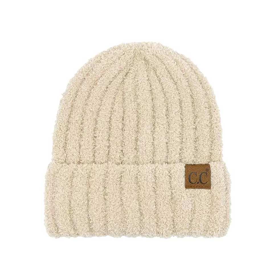 C.C Solid Color Fuzzy Beanie Hat