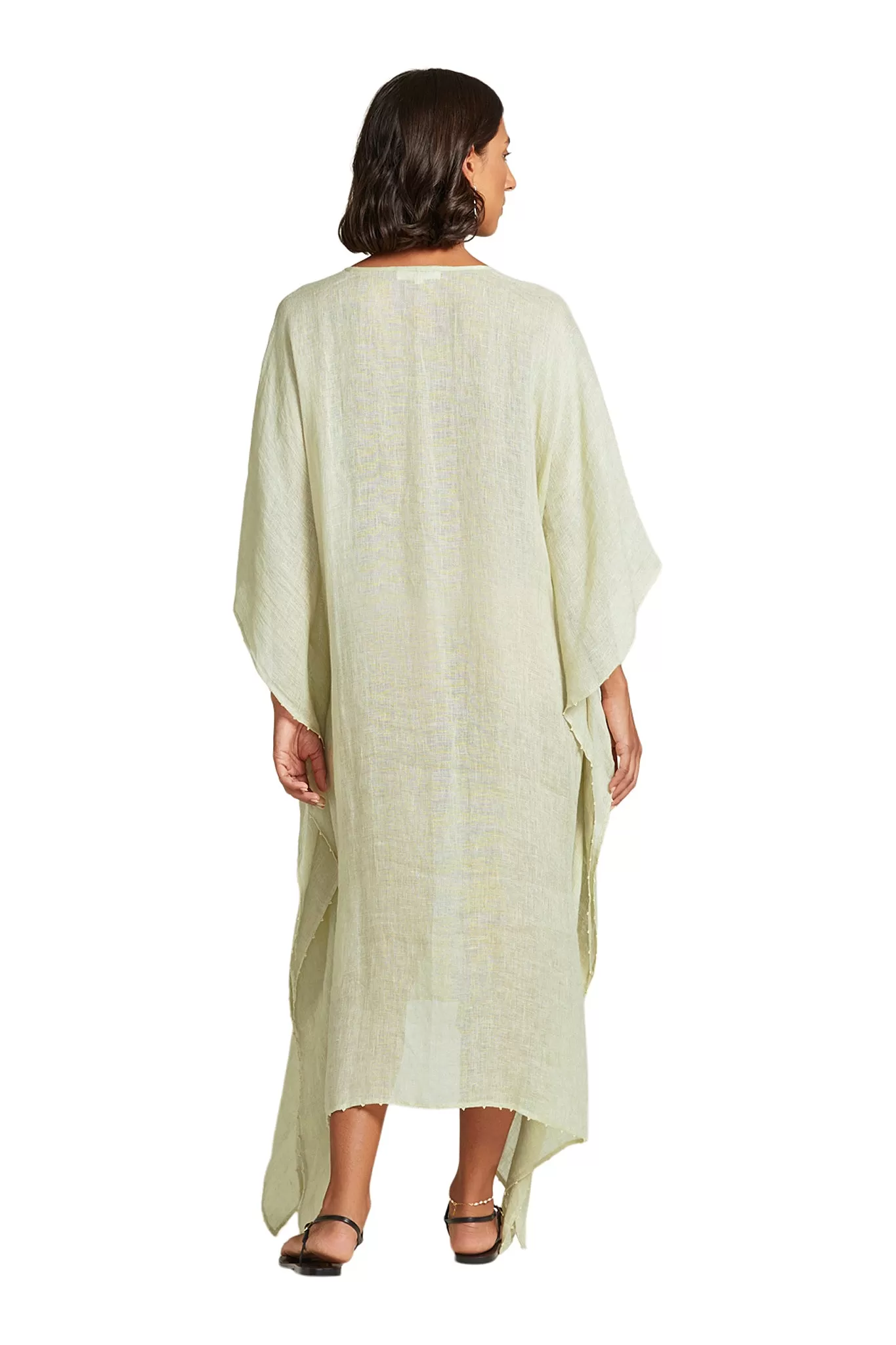 Chan Luu Calypso Linen Caftan in Light Sage Asparagus