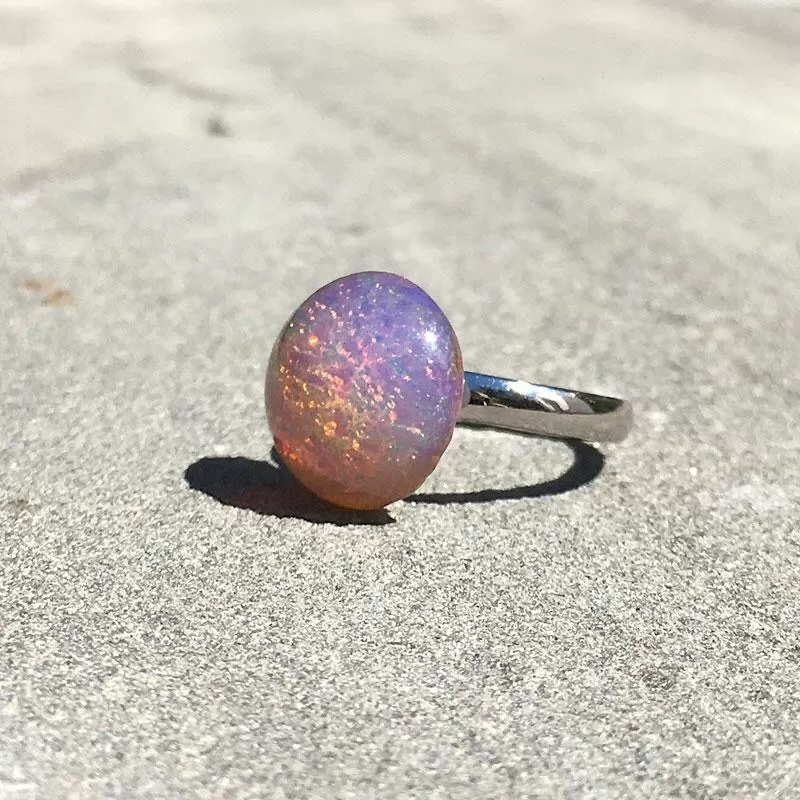 CHARLES silver opal pink ring