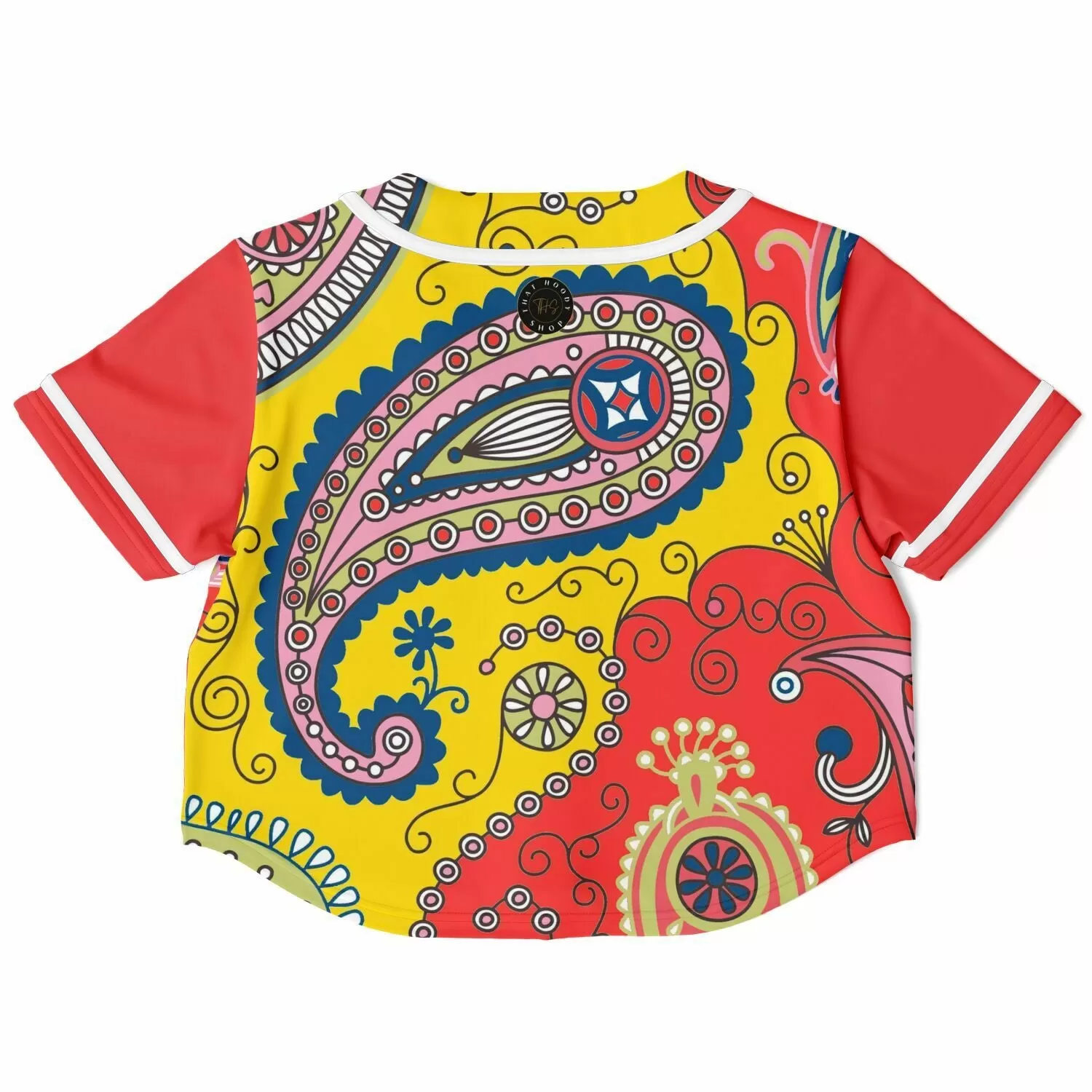 Chili Pepper Camo Paisley Cropped Button Front Jersey