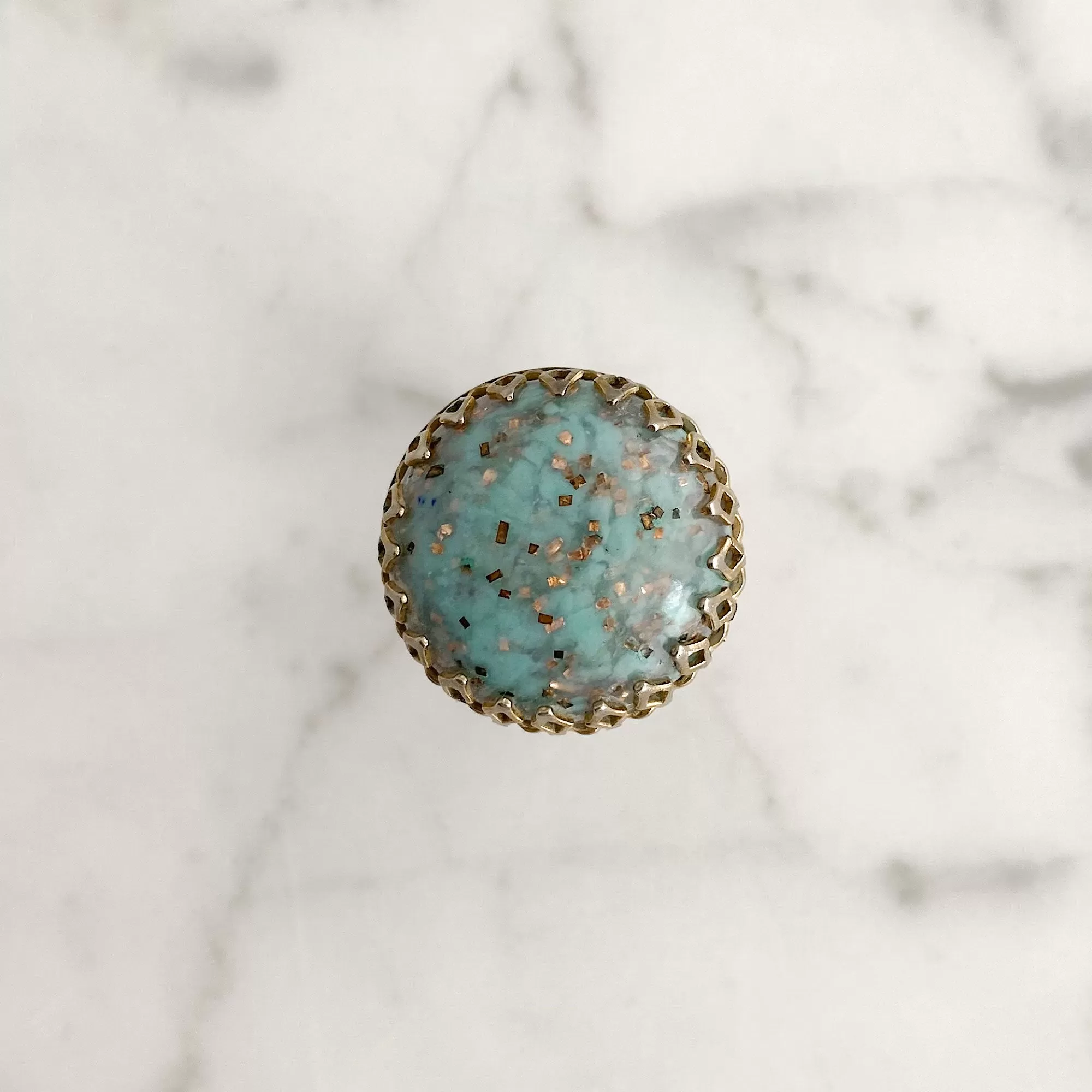 CRAWFORD teal confetti cocktail ring