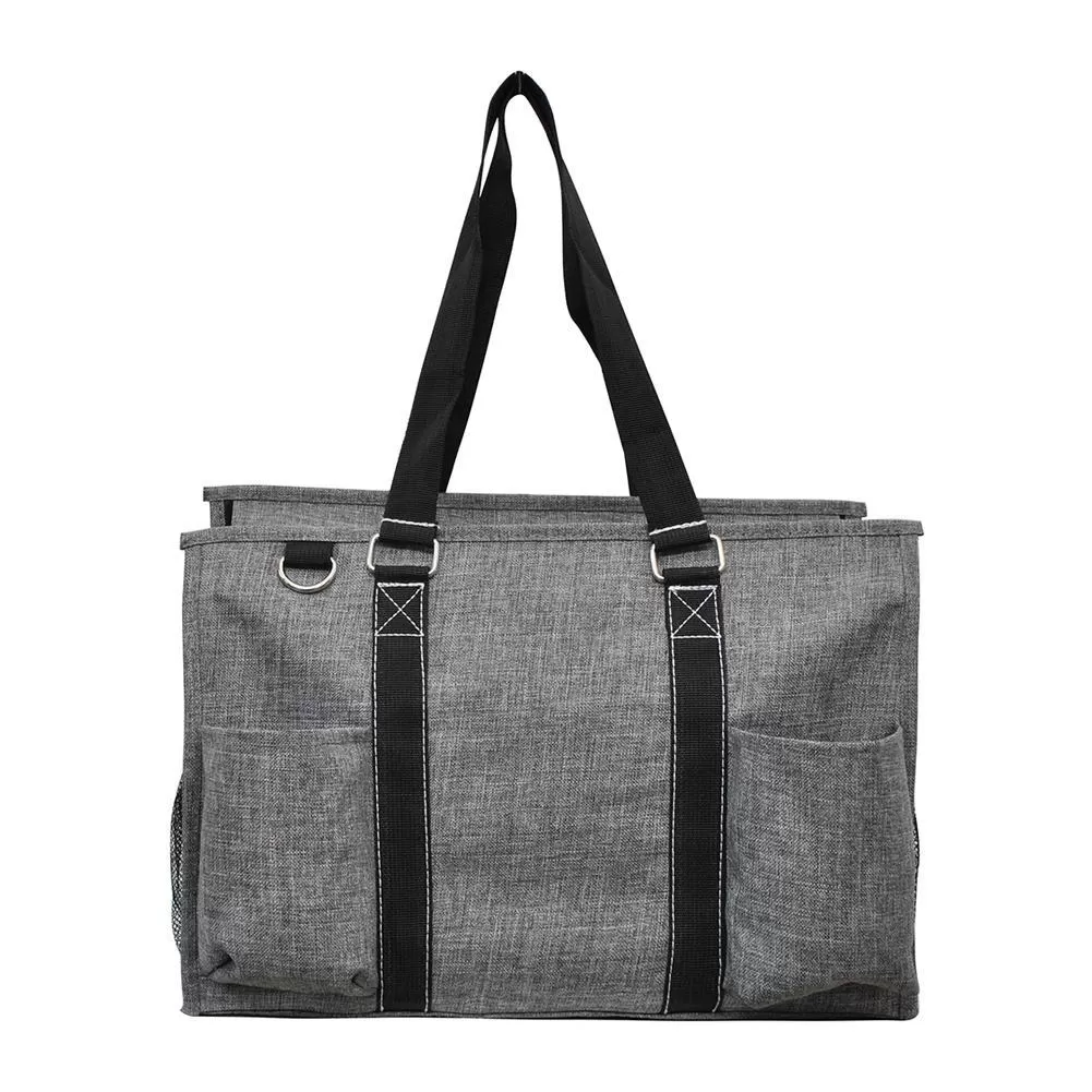 Crosshatch Gray NGIL Zippered Caddy Organizer Tote Bag