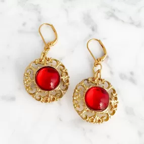 DAPHNE vintage red and gold earrings