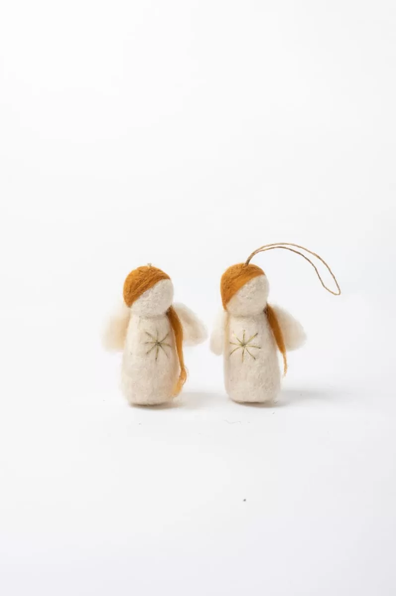 De Kulture Handmade Premium Wool Felt Christmas Angel Ornament Eco Friendly Needle Felted Stuffed Ideal for Home Office Decoration Holiday Decor, 3.1x1.5x3.5 (LWH) Inches