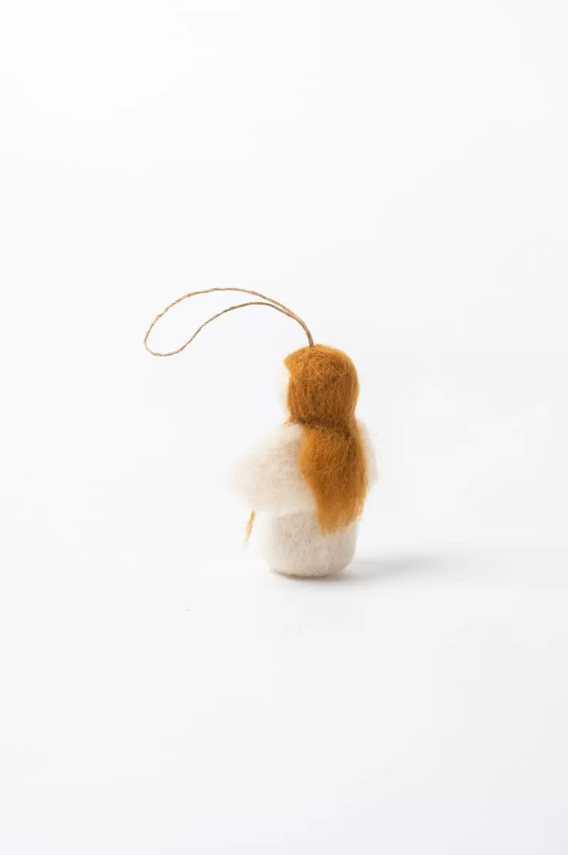 De Kulture Handmade Premium Wool Felt Christmas Angel Ornament Eco Friendly Needle Felted Stuffed Ideal for Home Office Decoration Holiday Decor, 3.1x1.5x3.5 (LWH) Inches