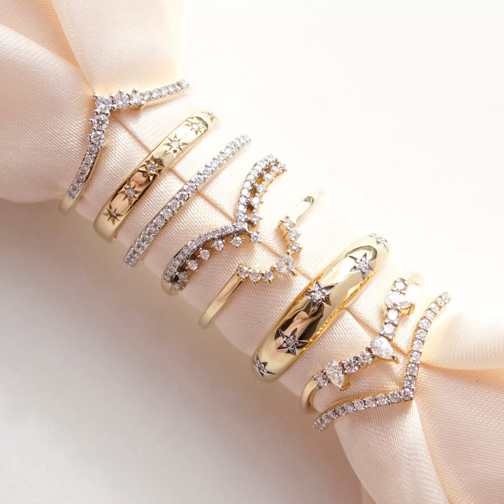 Diamond Wishbone Stacking Ring