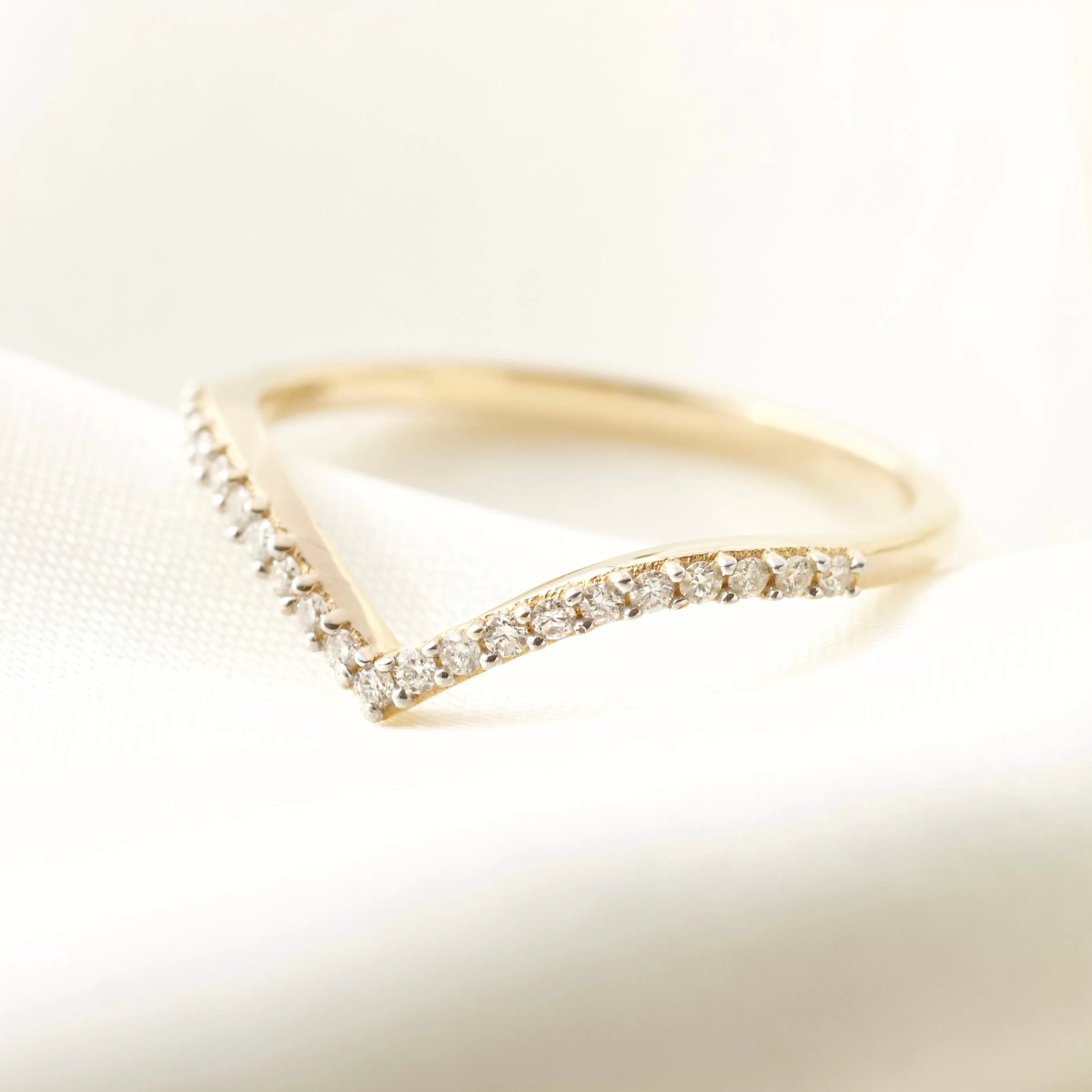 Diamond Wishbone Stacking Ring