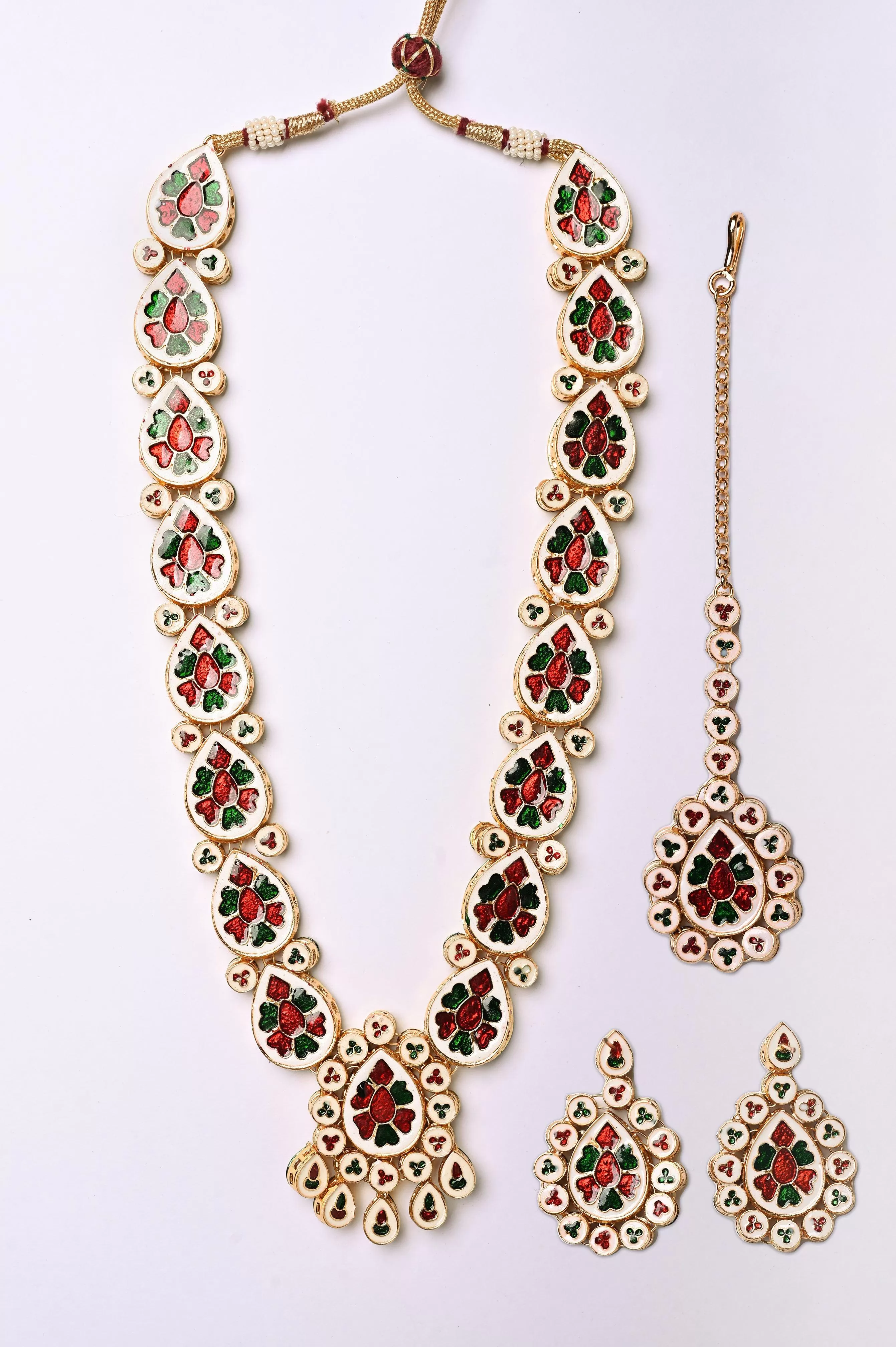 Double Sided Sitahar Style Kundan Necklace Set with Meenakari Work