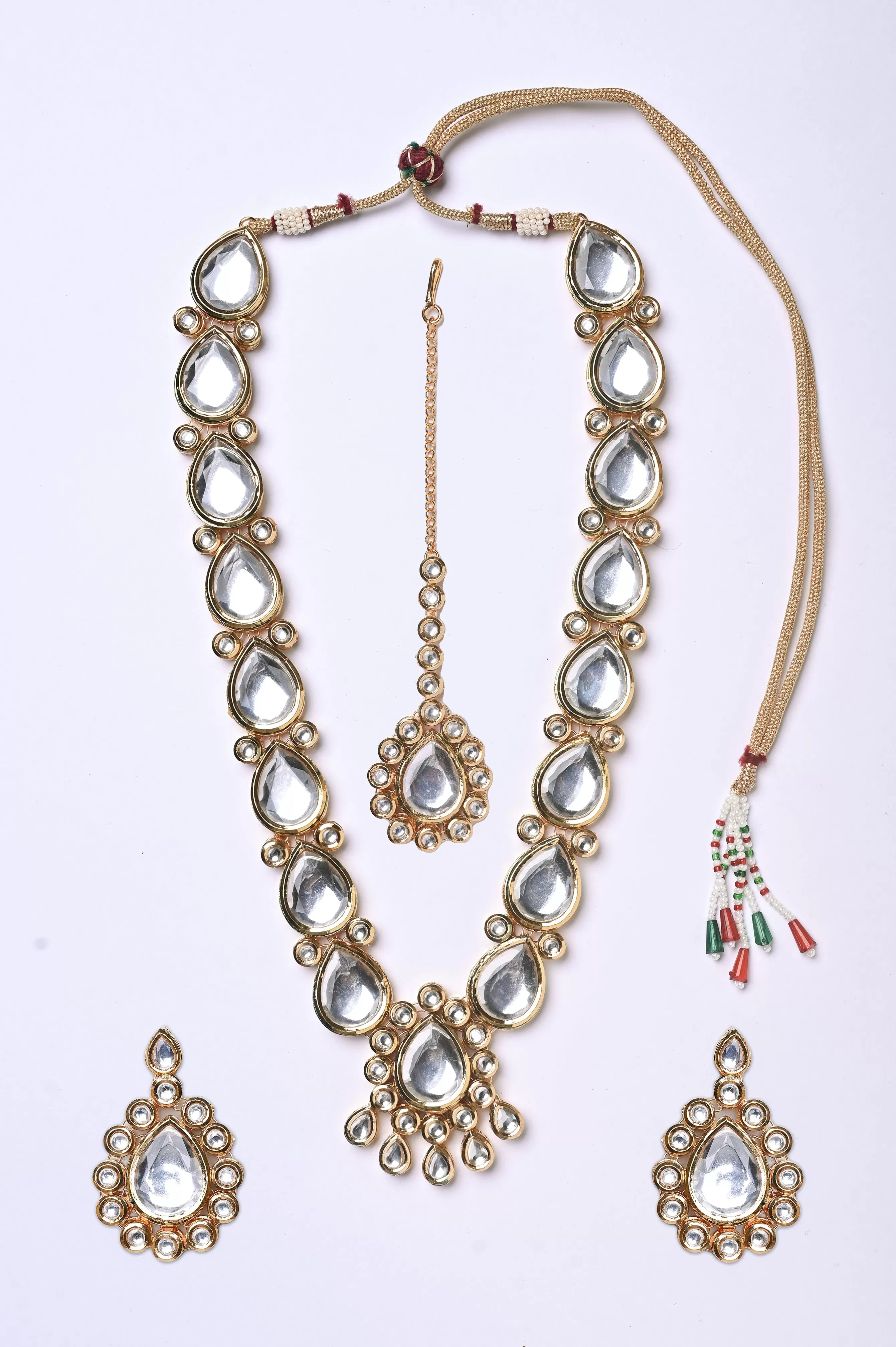 Double Sided Sitahar Style Kundan Necklace Set with Meenakari Work