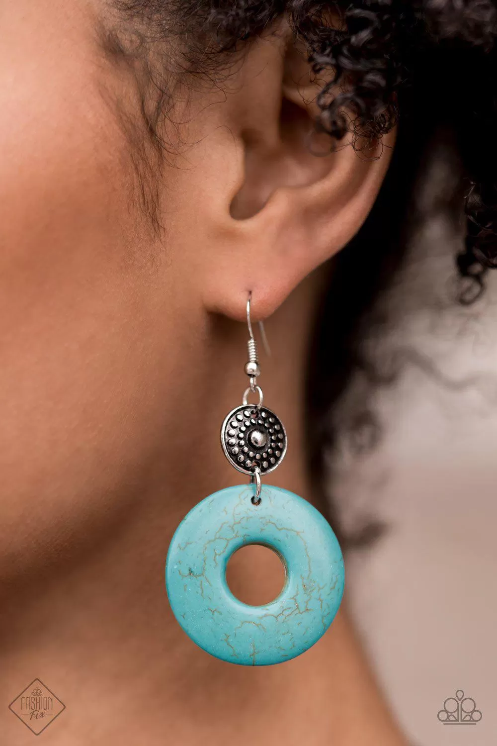 Earthy Epicenter Turquoise Blue and Silver Earrings - Paparazzi Accessories