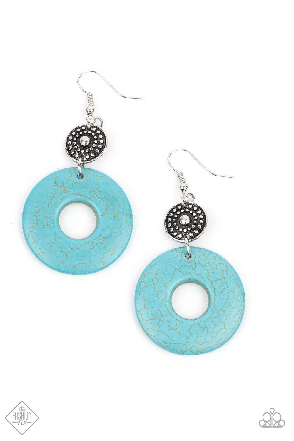 Earthy Epicenter Turquoise Blue and Silver Earrings - Paparazzi Accessories