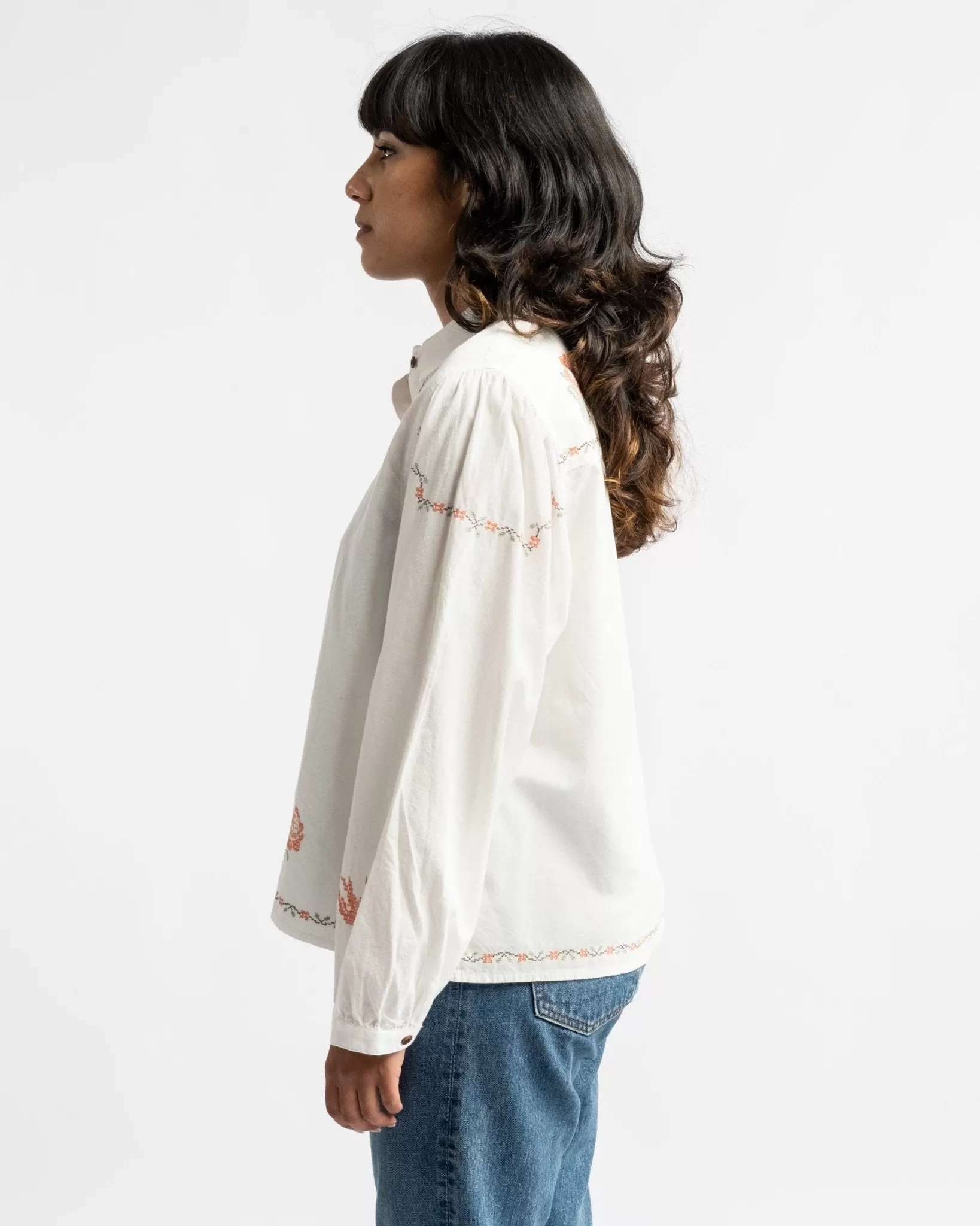 Edith Cross Stitch Blouse Off White