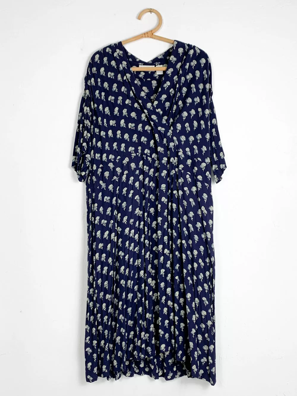 Elizabeth Navy Floral Rayon Midi Dress