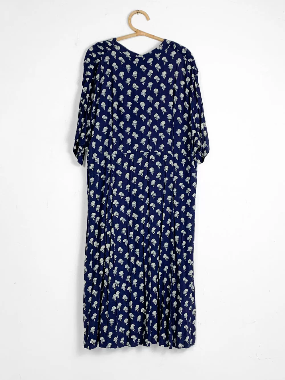 Elizabeth Navy Floral Rayon Midi Dress