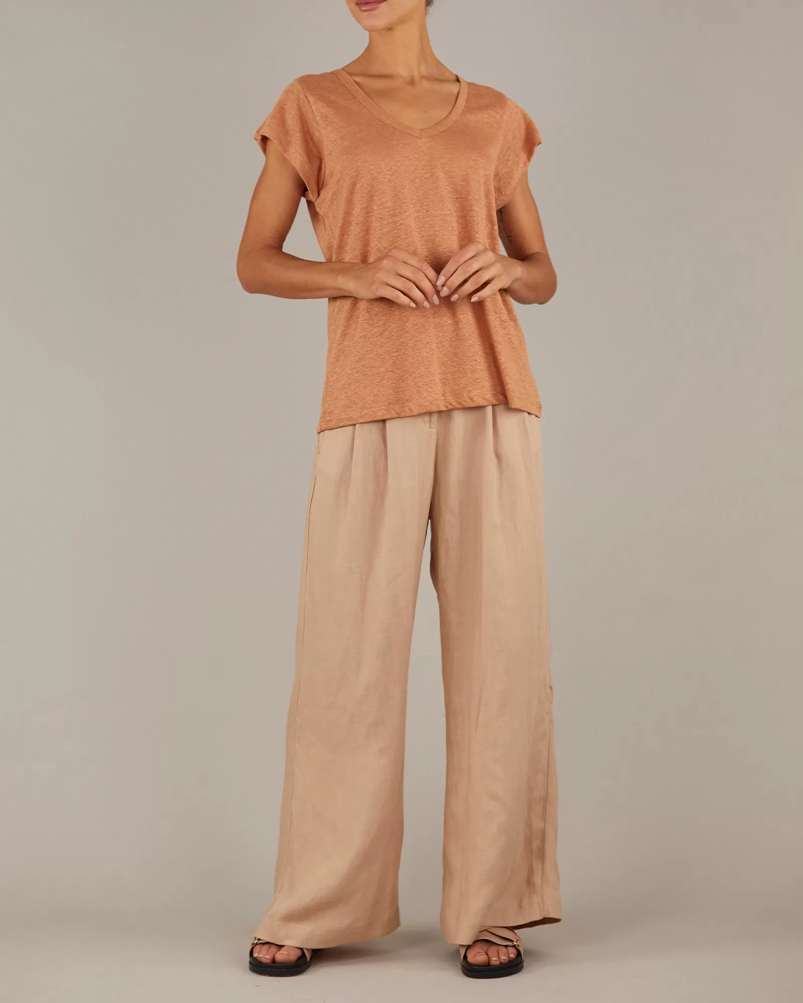 Elvie Linen Twill Pant - Sand