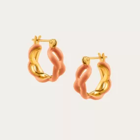 Enamel Gold Chain Link Hoop Earrings