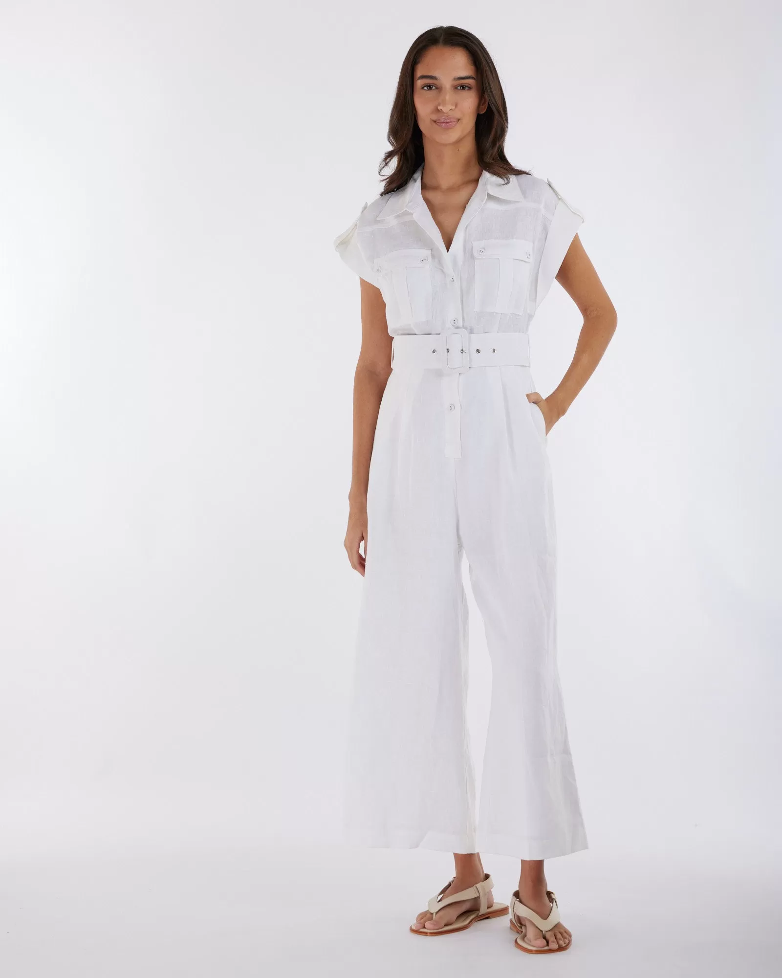 Esra Utility Jumpsuit - White