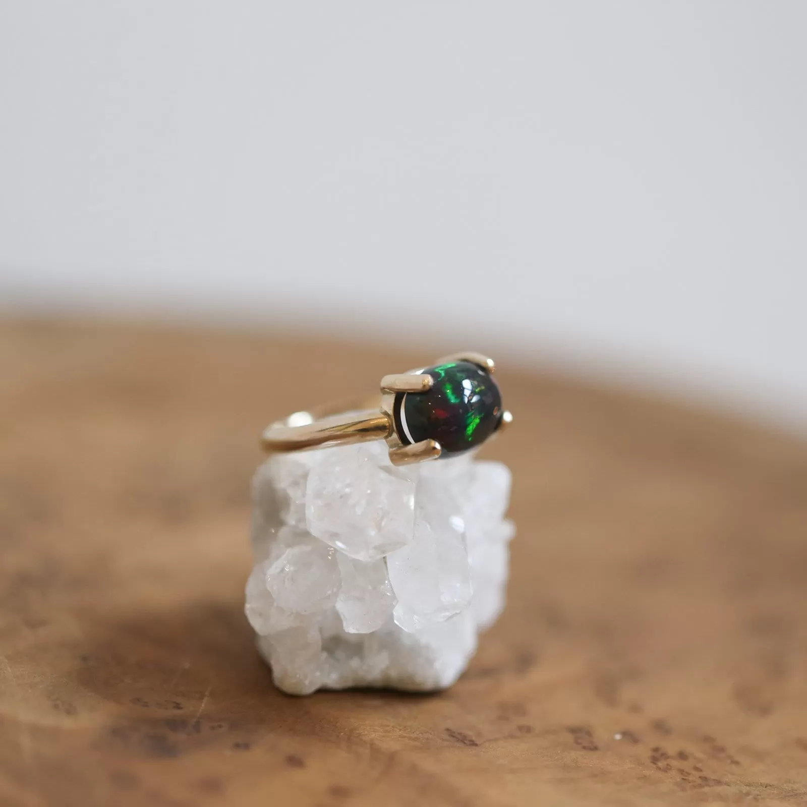 Ethiopian Opal Ring - 14K Opal Ring - Gold Prong Ring - October Birthstone - Goldsmith