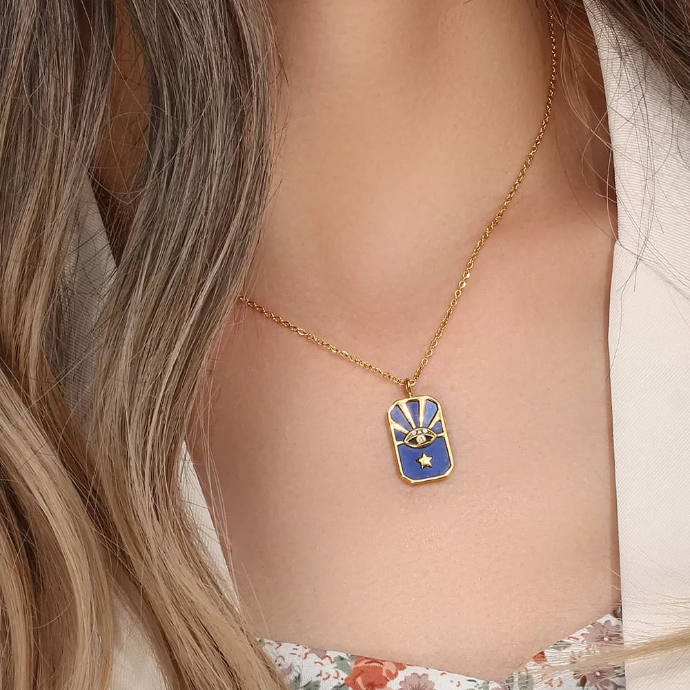 Evil Eye Tarot Card Necklace