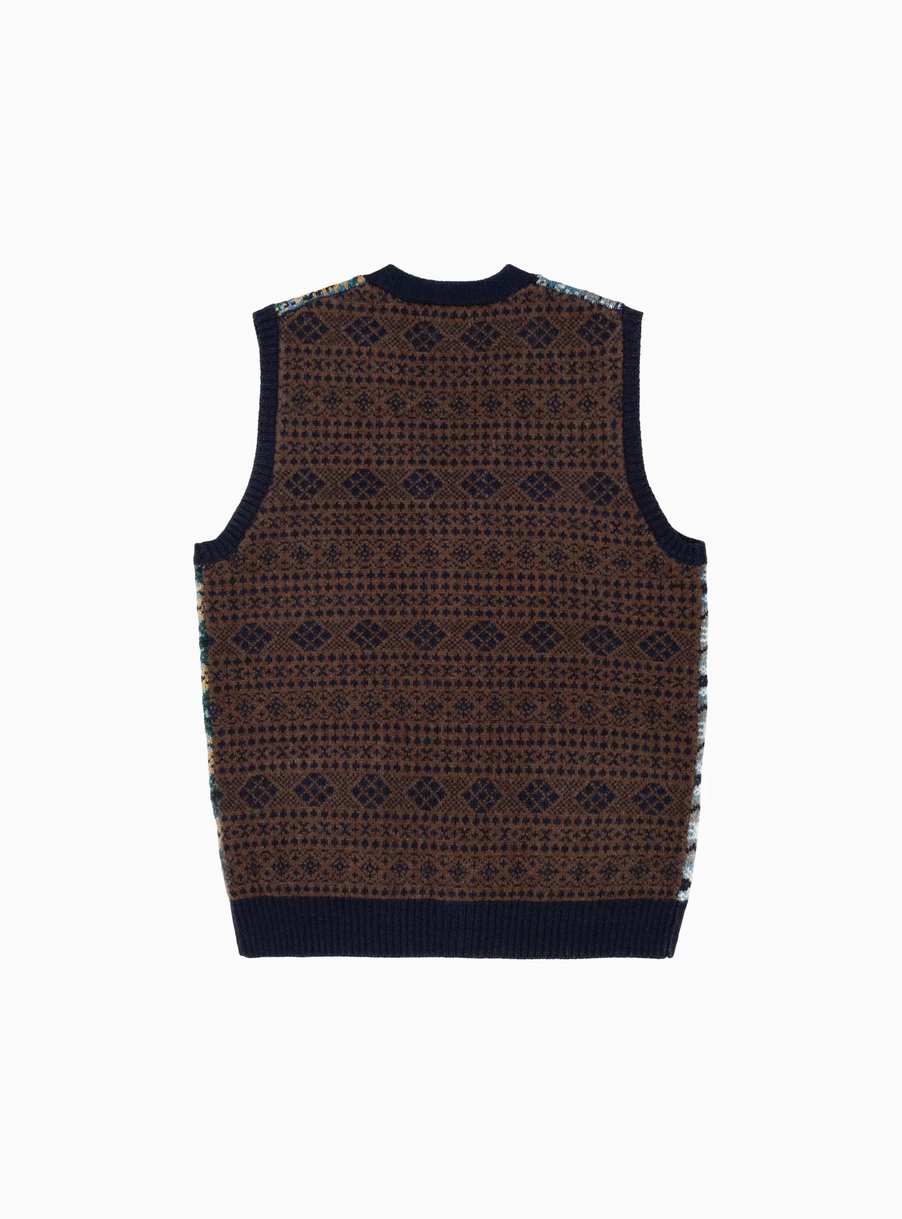 Fair Isle Button Knit Vest Multi