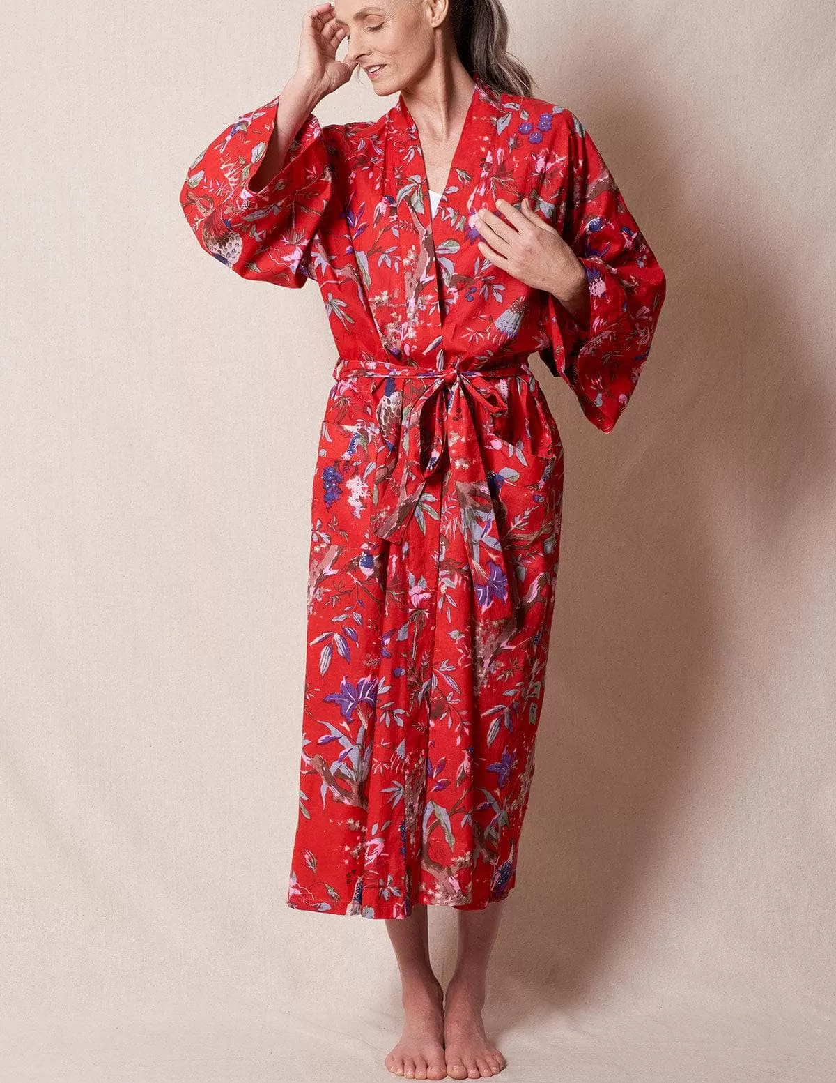 Fair Trade Kimono Robe - Red