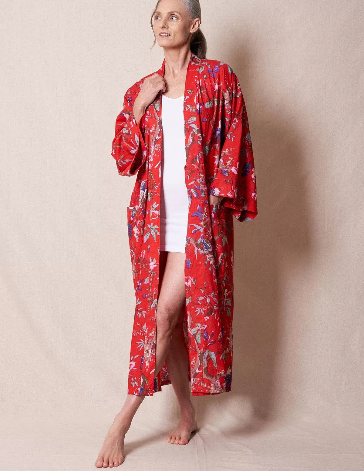 Fair Trade Kimono Robe - Red