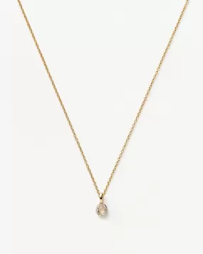 Fine Diamond Initial Mini Pendant Necklace - O | 14k Solid Yellow Gold Plated/Diamond