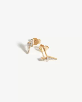 Fine Diamond Lightning Stud Earrings | 14k Solid Gold/Diamond