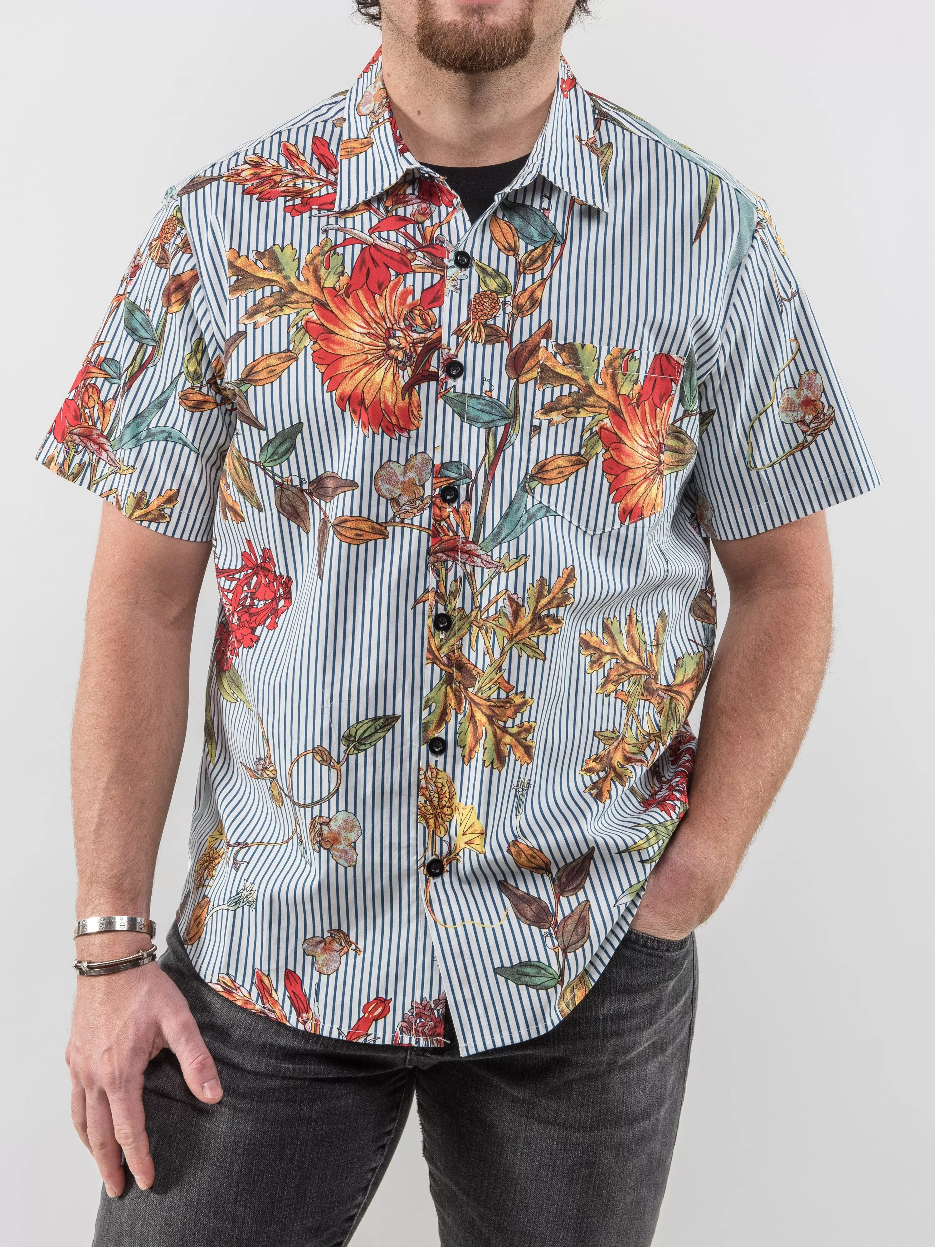 Floral Camp Shirt- Blue