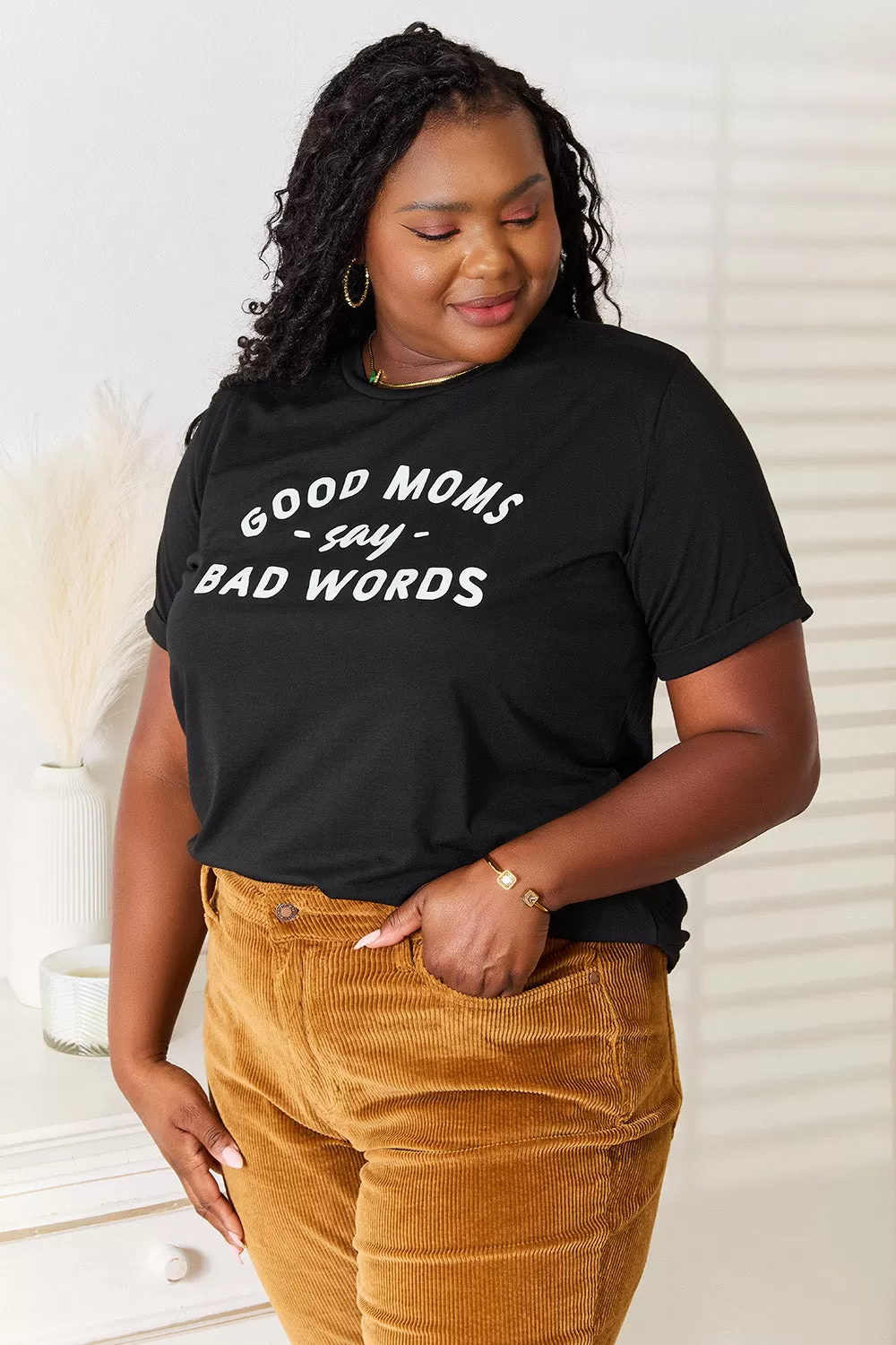 Funny Mom Tshirt GOOD MOMS SAY BAD WORDS Graphic Tee Simply Love