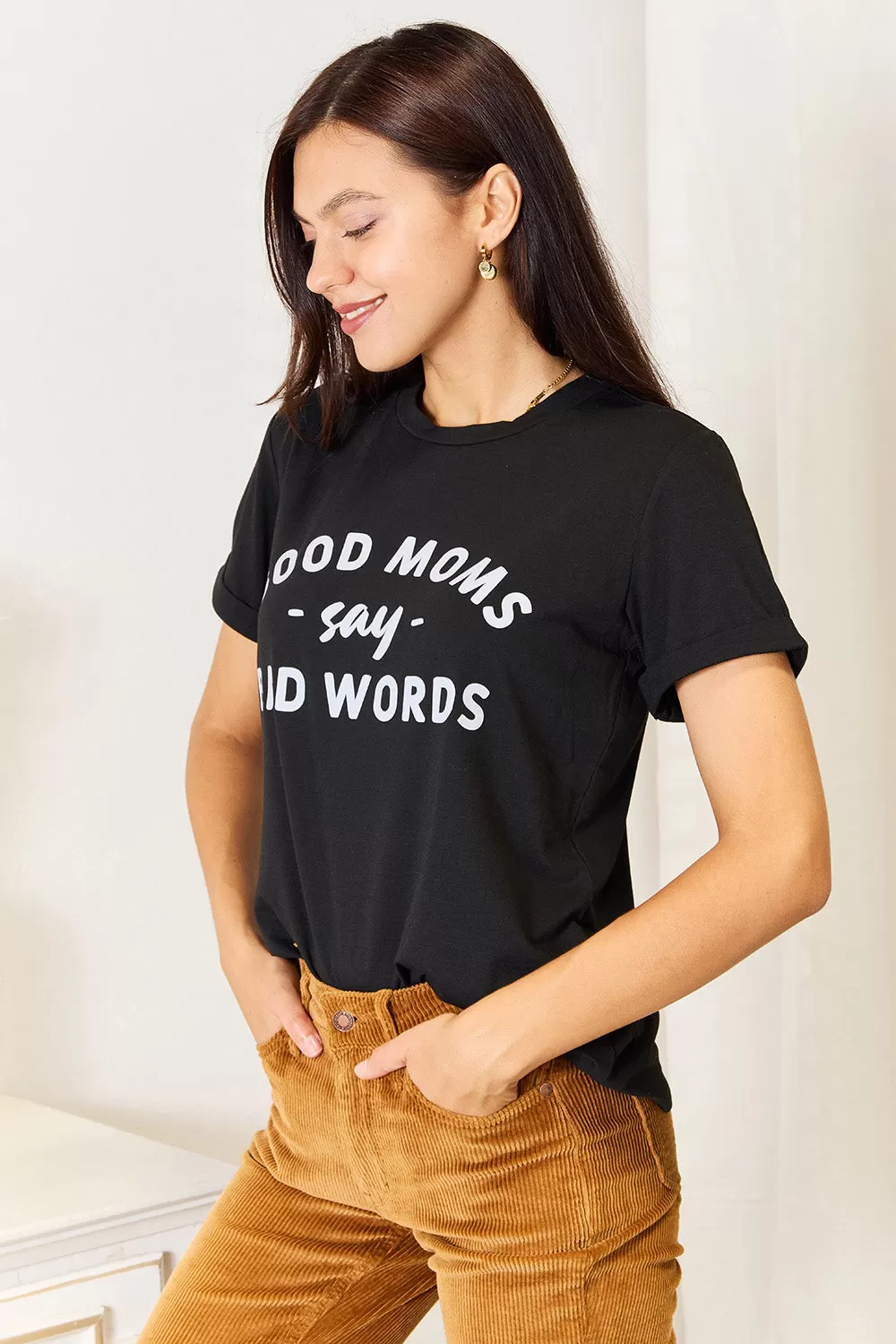 Funny Mom Tshirt GOOD MOMS SAY BAD WORDS Graphic Tee Simply Love