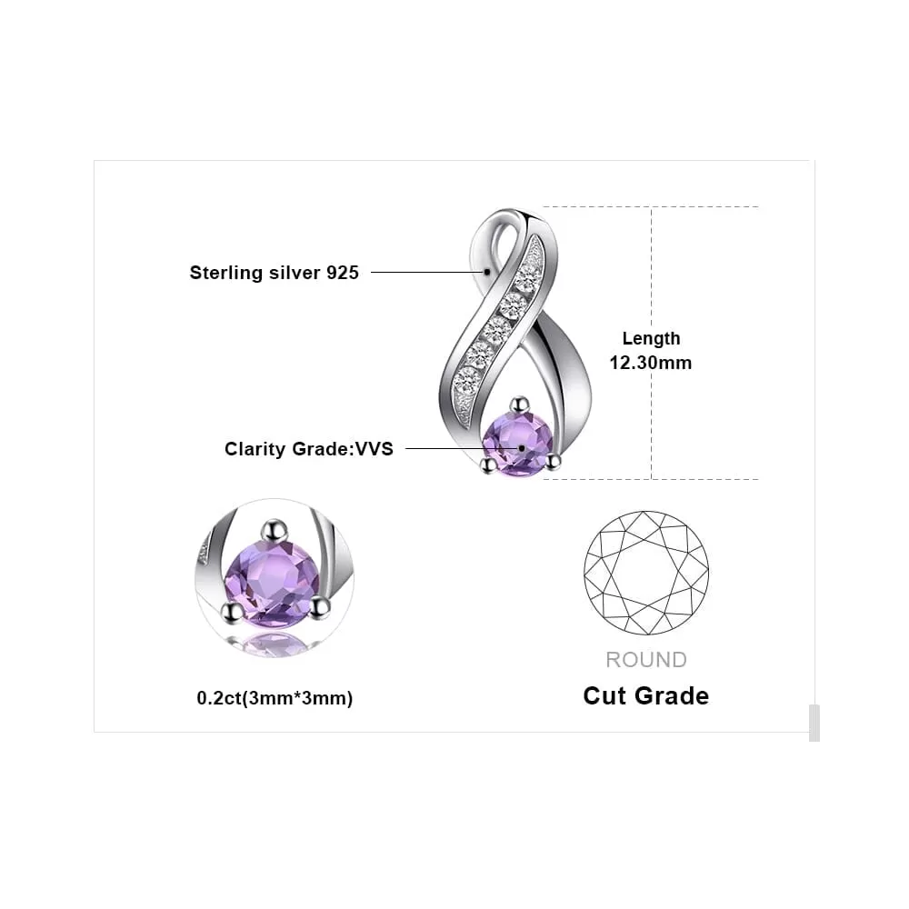 Genuine Purple Amethyst  Stud Earrings - 925 Sterling Silver