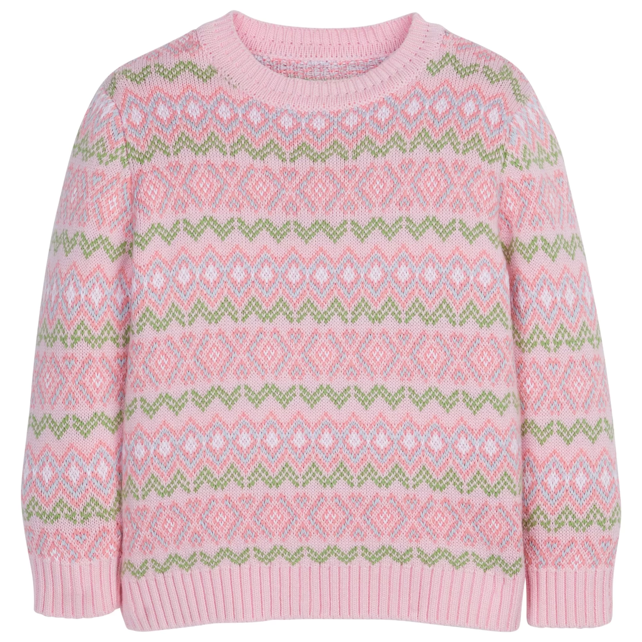 Geometric Fair Isle Sweater - Pink Multi