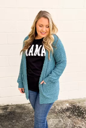 Gina Popcorn Cardigan, Dusty Teal