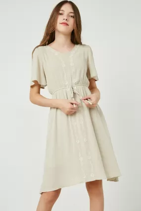 GIRLS Riley Embroidered Dress in Sage