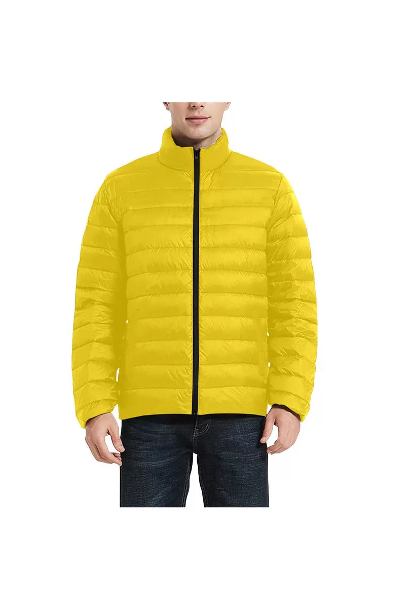 Gold Men's Stand Collar Padded Jacket (Model H41)