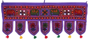 Handmade Indian Door Decor Window Valance Decoration (Purple, 34 x 13 inches)