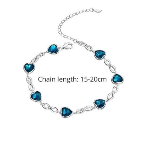 Heart Luxury Sapphire Chain Bracelet - 925 Sterling Silver