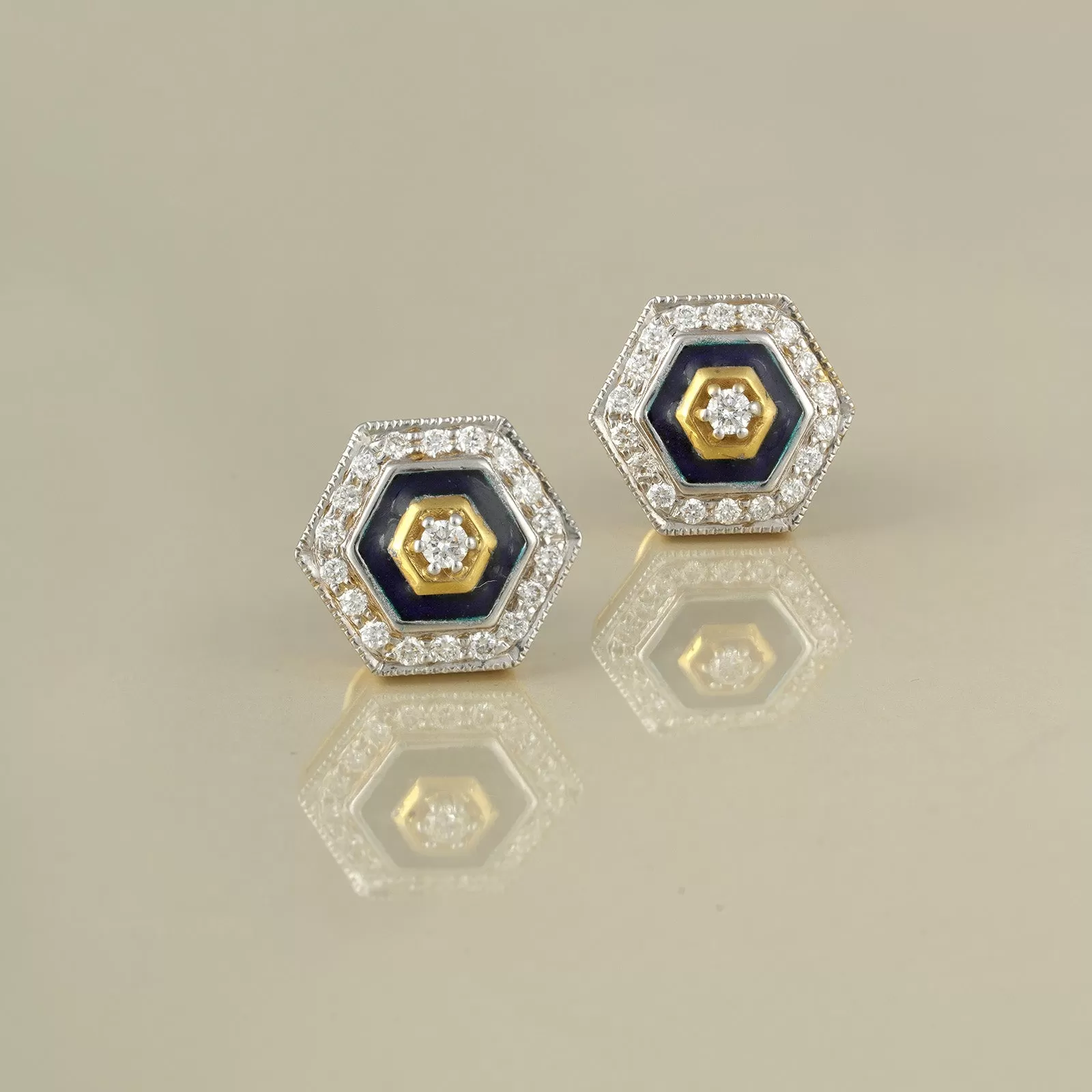 Hexa Enamel Ear Studs