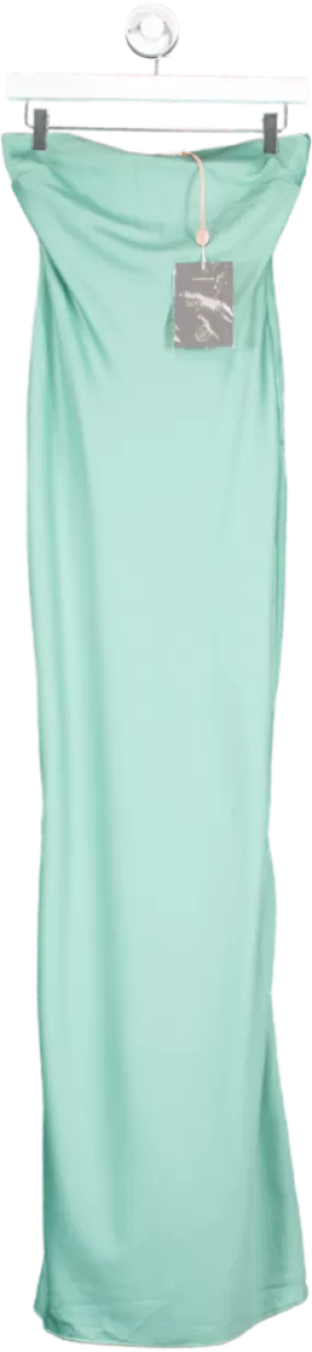 House of CB Green Alette Jade Satin Strapless Maxi Dress UK S