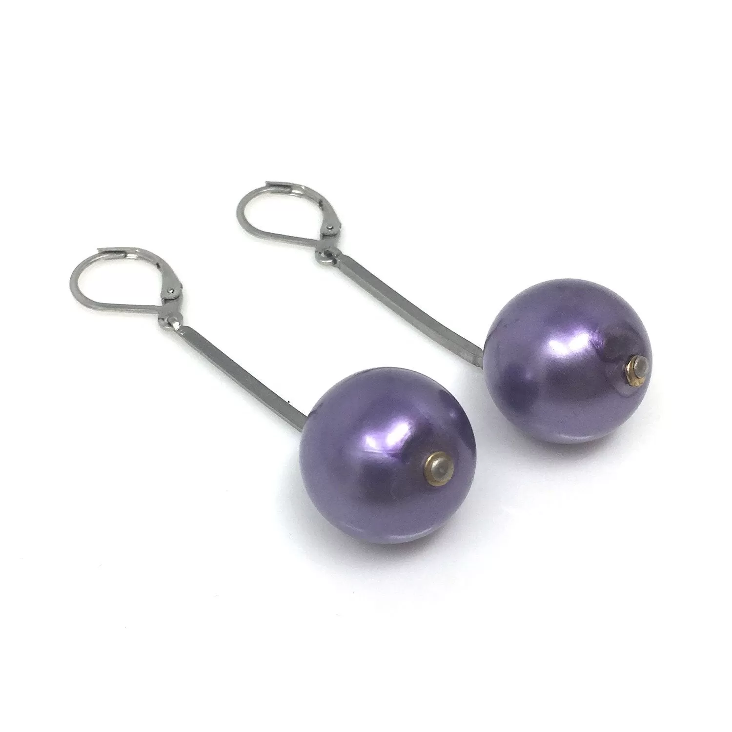 HUDSON purple pearl drop earrings