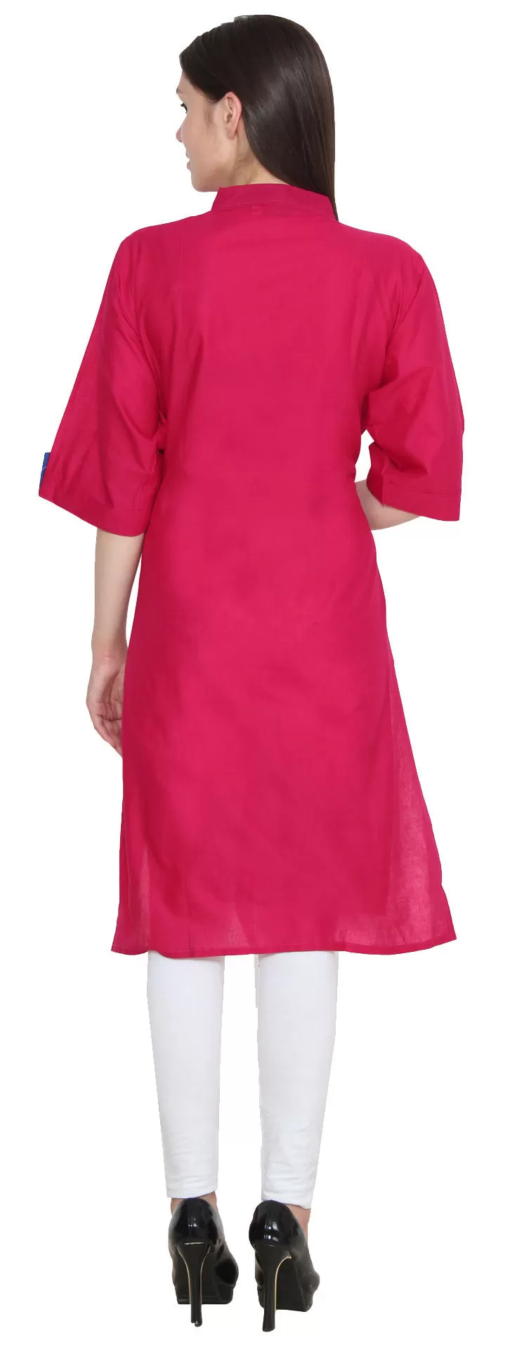 India Tunic Cotton Top Long Kurti Womens Indian Clothing (Pink)