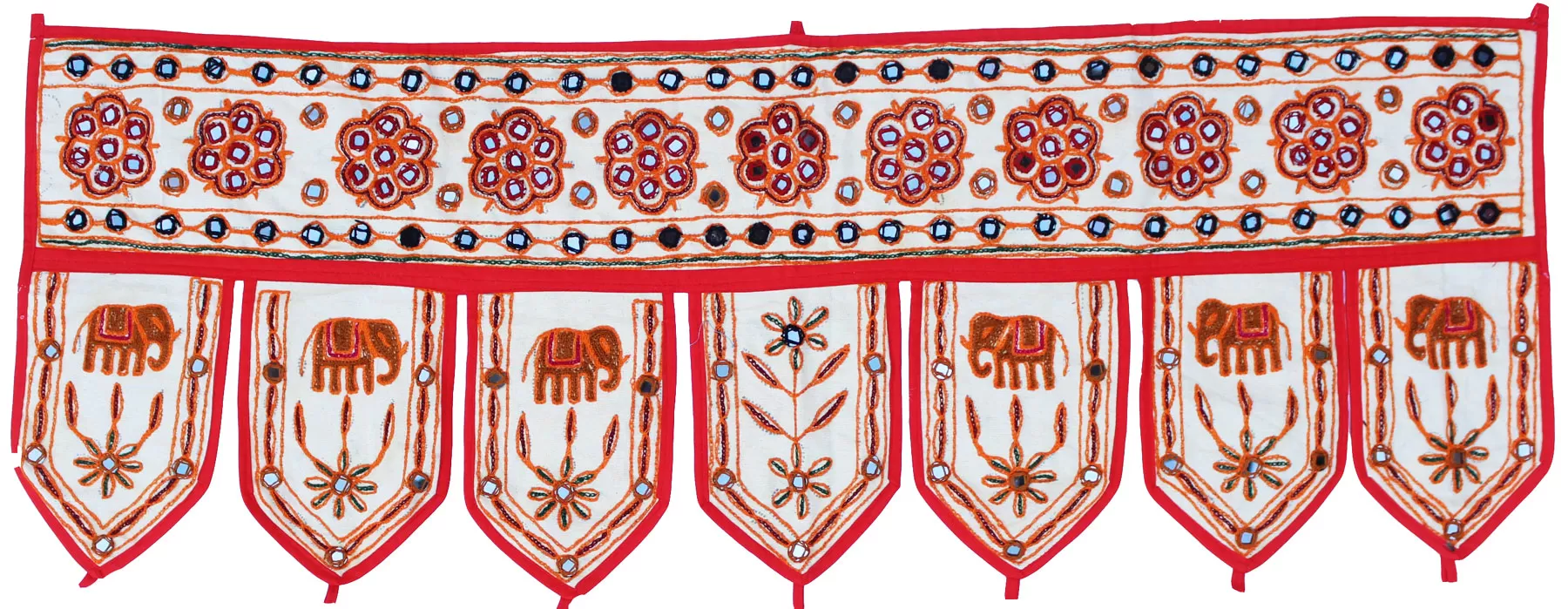 Indian Door Decoration Toran Window Valance Handmade (Off-White, 38 x 13.5 inches)