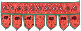 Indian Door Decoration Toran Window Valance Handmade (Orange, 38 x 13.5 inches)