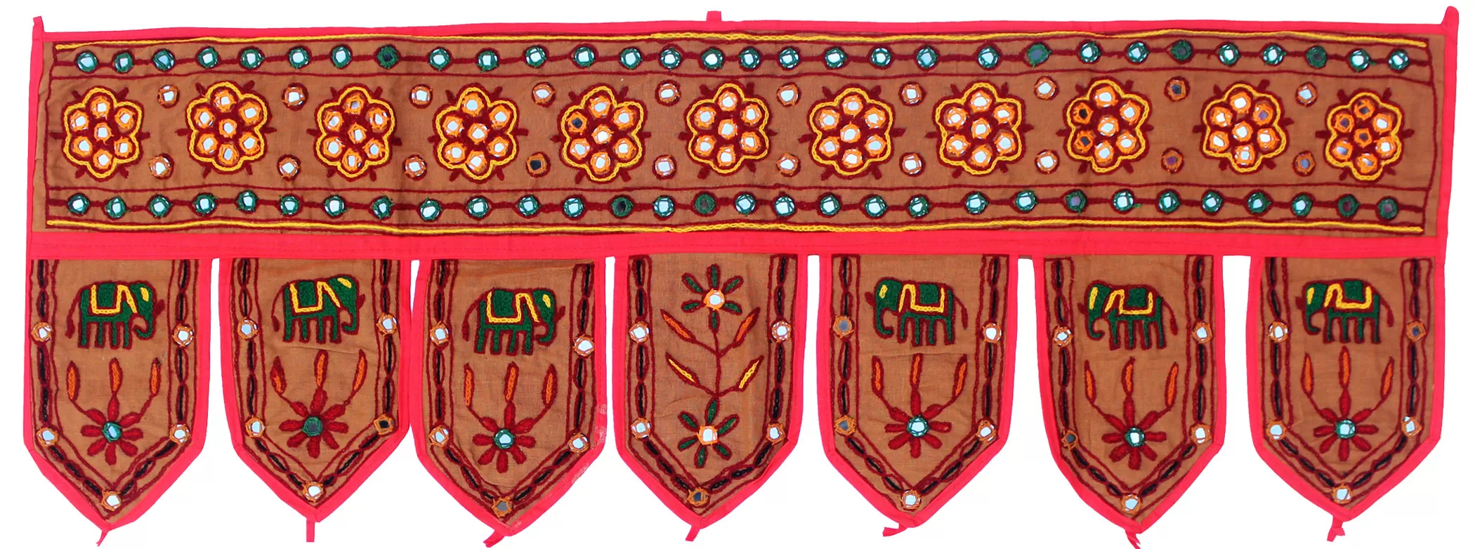 Indian Window Valance Handmade Door Decoration Toran  (Brown, 38 x 13.5 inches)