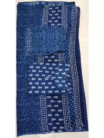 Indigo Hand printed Kurti Pant Dupatta Set of 3