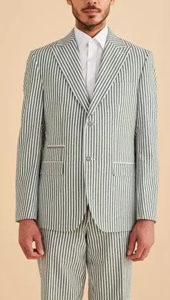 Inserch Seersucker Stripe Blazer SU660155-00200 Emerald