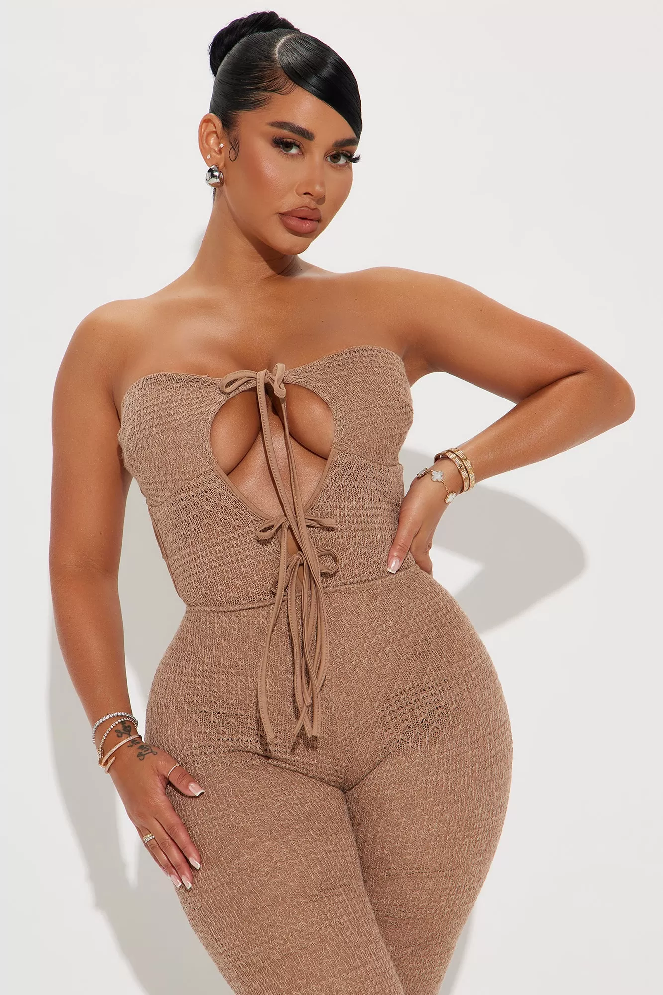 Island Princess Crochet Jumpsuit - Mocha